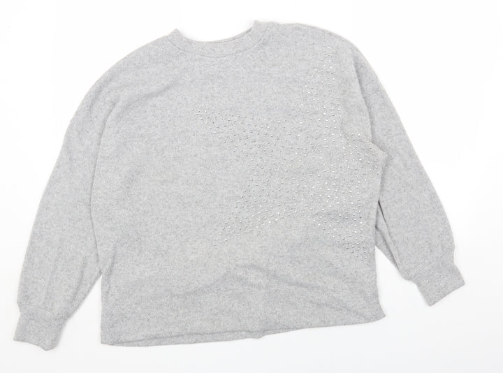 F&F Womens Grey Round Neck Viscose Pullover Jumper Size 14