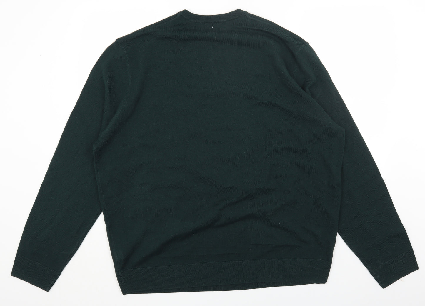 Marks and Spencer Mens Green Round Neck Acrylic Pullover Jumper Size 3XL - Christmas Tiger