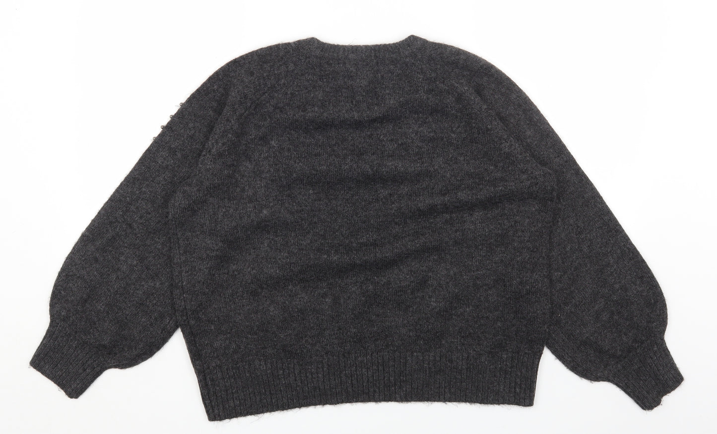 Primark Womens Grey Round Neck Acrylic Pullover Jumper Size S