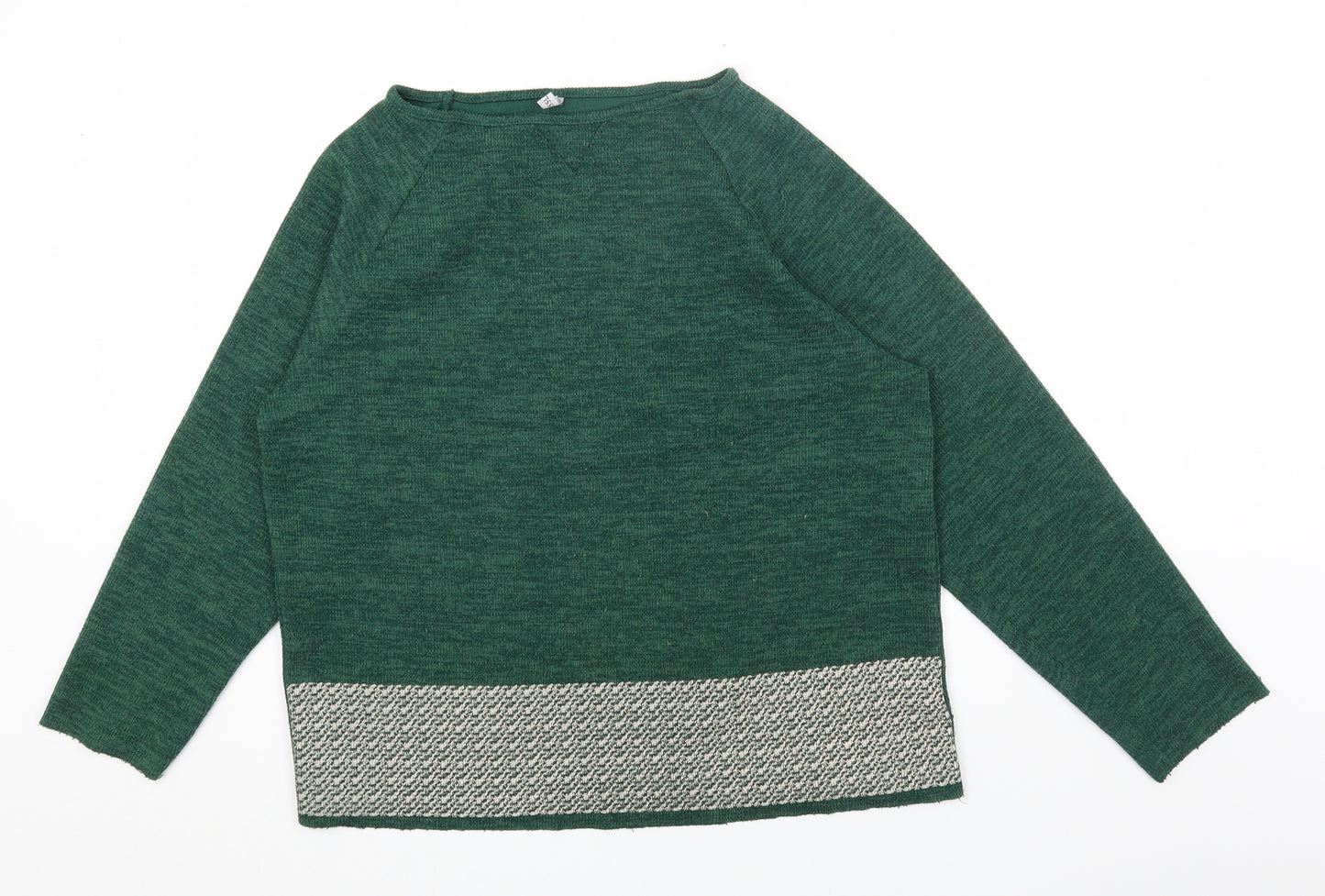 Preworn Womens Green Round Neck Geometric Polyester Pullover Jumper Size 2XL