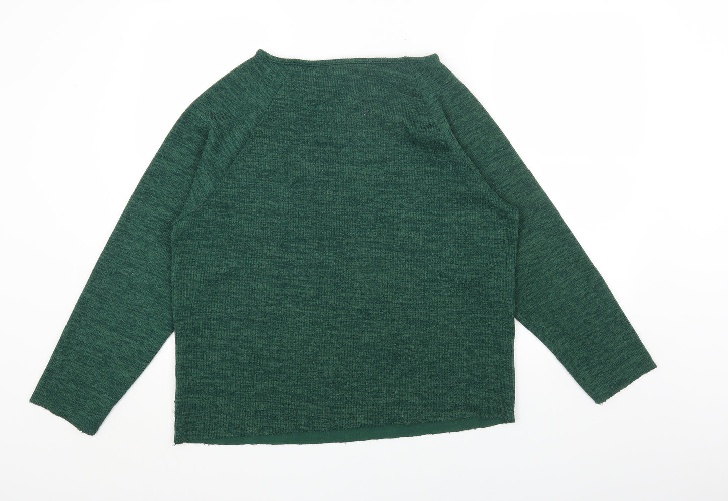 Preworn Womens Green Round Neck Geometric Polyester Pullover Jumper Size 2XL