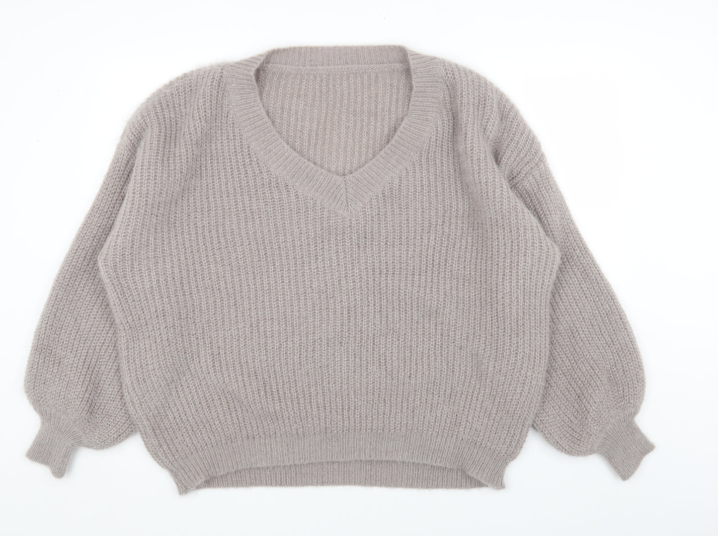 SheIn Womens Brown V-Neck Polyester Pullover Jumper Size XL