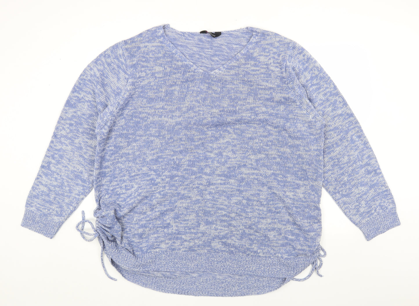 Yours Womens Blue V-Neck Acrylic Pullover Jumper Size 26