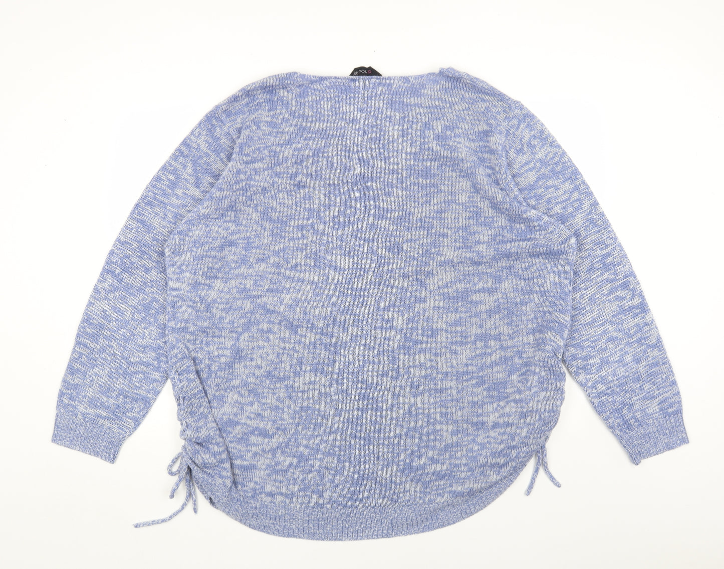 Yours Womens Blue V-Neck Acrylic Pullover Jumper Size 26