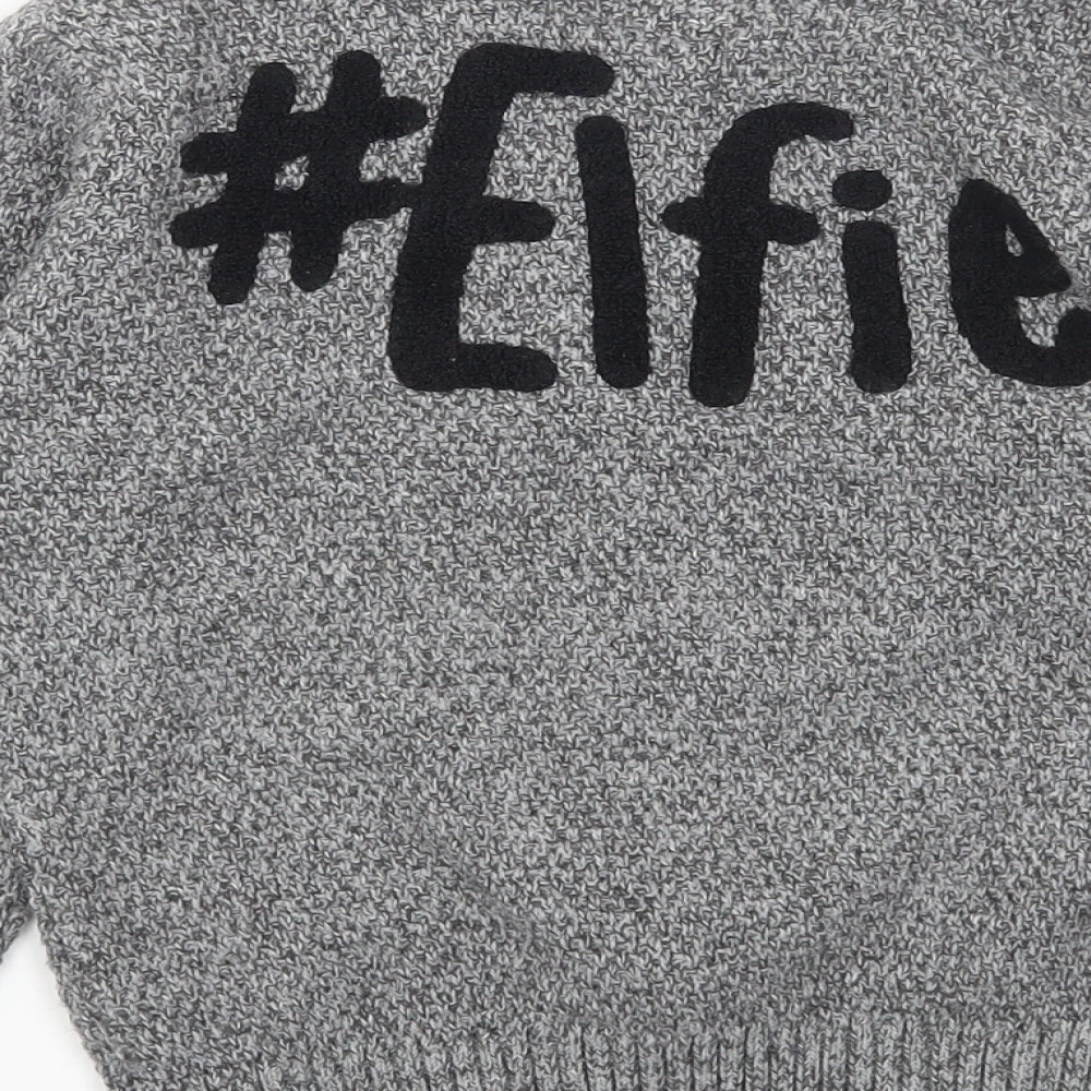 George Boys Grey Round Neck Polyester Pullover Jumper Size 9-10 Years Pullover - Christmas Elf #Elfie