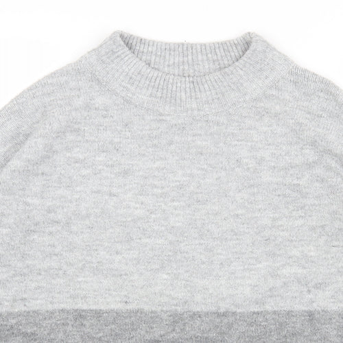 Primark Womens Grey Mock Neck Striped Acrylic Pullover Jumper Size L