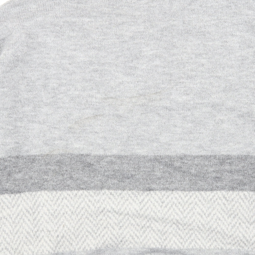 Primark Womens Grey Mock Neck Striped Acrylic Pullover Jumper Size L