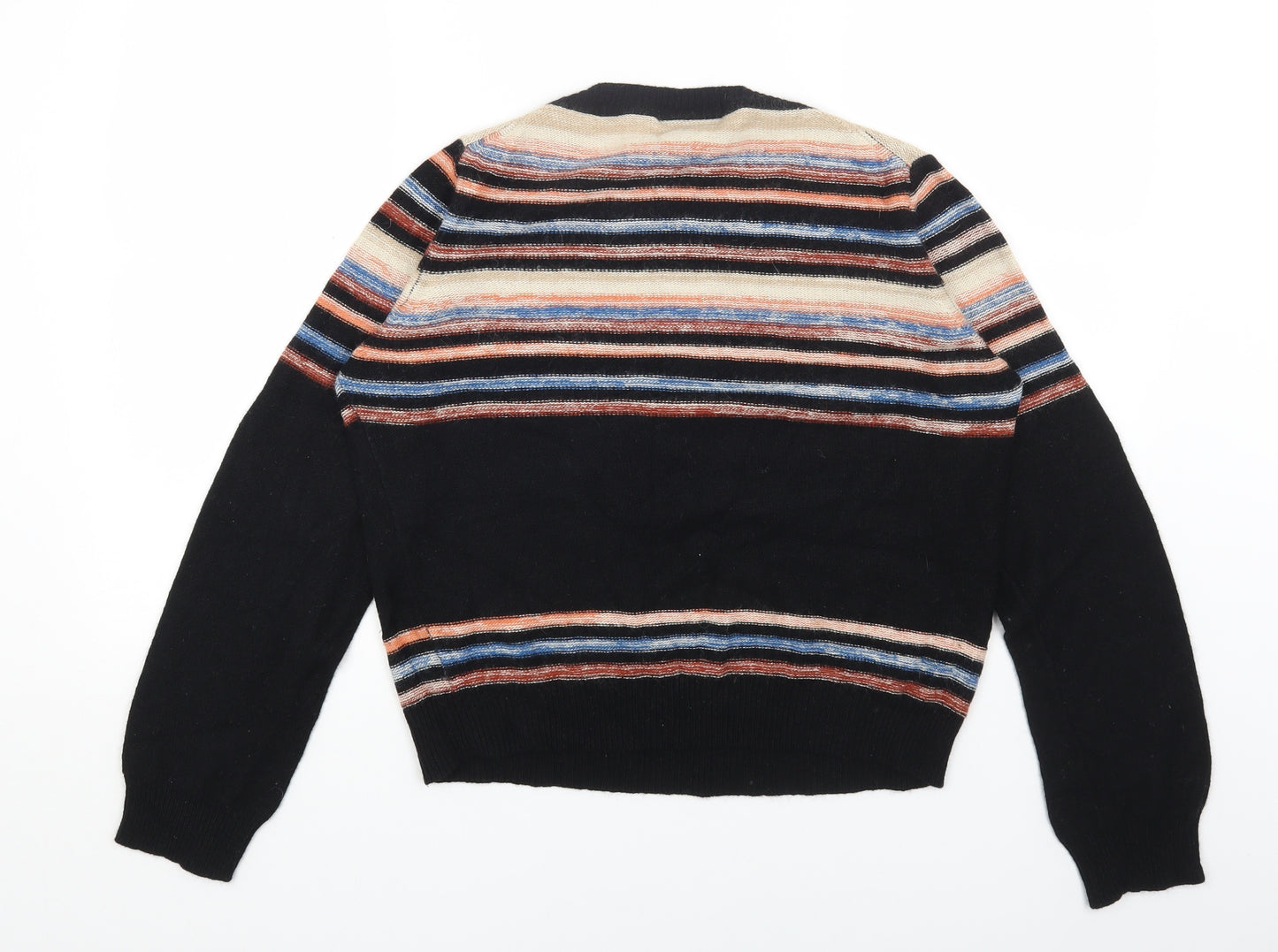 Warehouse Womens Multicoloured Round Neck Striped Acrylic Pullover Jumper Size 16