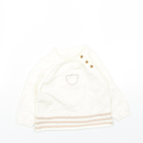 Nutmeg Boys White Viscose Pullover Jumper Size 6-9 Months Pullover