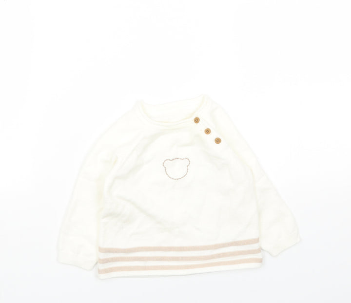Nutmeg Boys White Viscose Pullover Jumper Size 6-9 Months Pullover