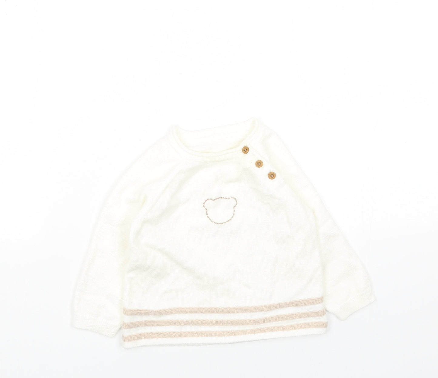 Nutmeg Boys White Viscose Pullover Jumper Size 6-9 Months Pullover