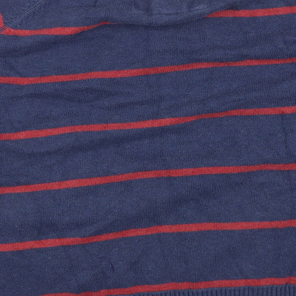 Fat Face Mens Blue Round Neck Striped Cotton Pullover Jumper Size L