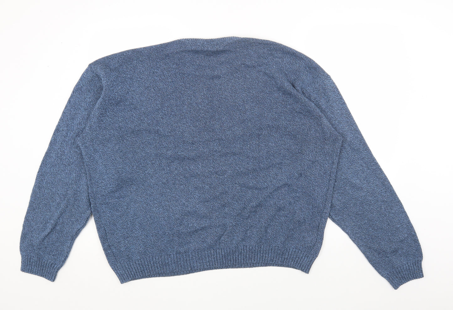 Dunes Mens Blue Round Neck Cotton Pullover Jumper Size L