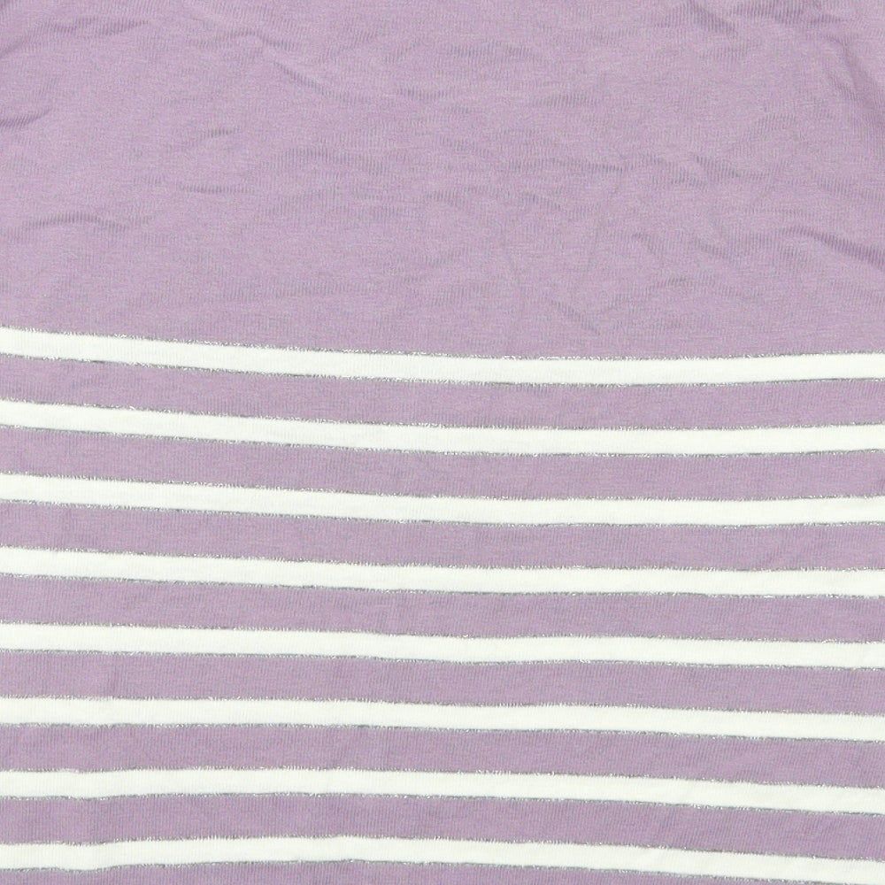 NEXT Womens Purple Round Neck Striped Acrylic Pullover Jumper Size 12