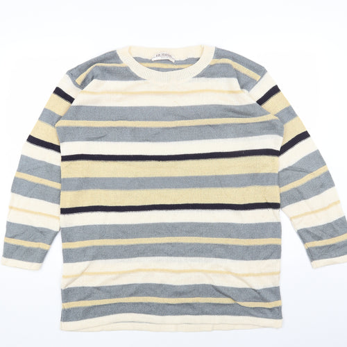 Richards Womens Multicoloured Round Neck Striped Acrylic Pullover Jumper Size M