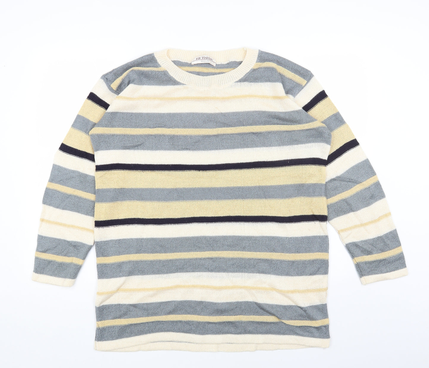 Richards Womens Multicoloured Round Neck Striped Acrylic Pullover Jumper Size M