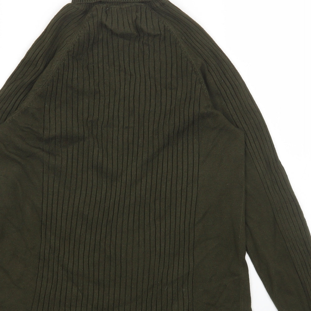 Zara Womens Green Roll Neck Acrylic Pullover Jumper Size L