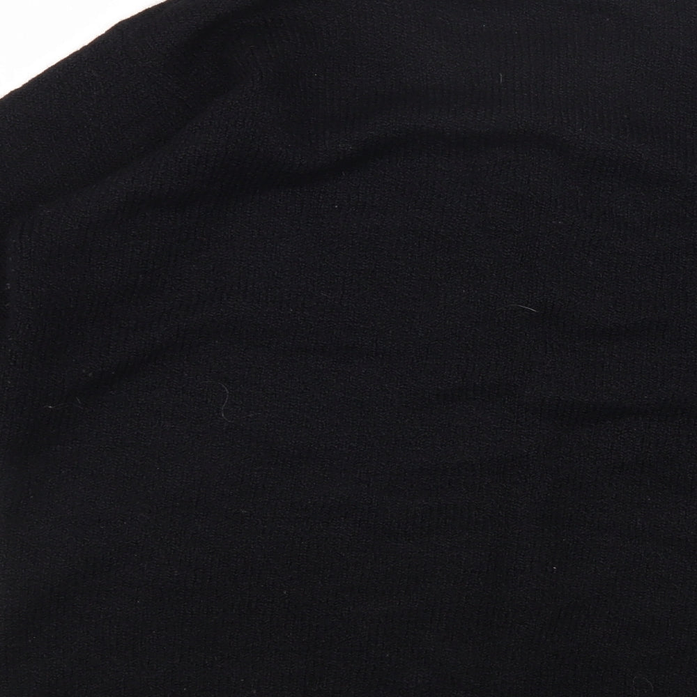 Fay Louise Womens Black Round Neck Acrylic Cardigan Jumper Size L - Flower Detail