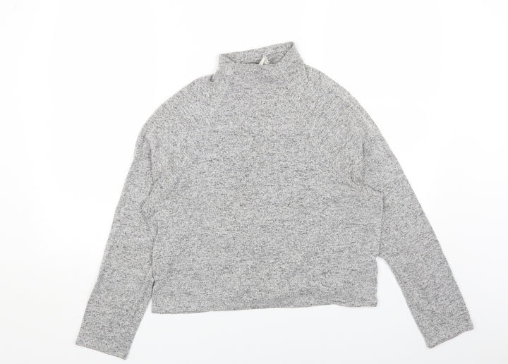 H&M Womens Grey Roll Neck Viscose Pullover Jumper Size S