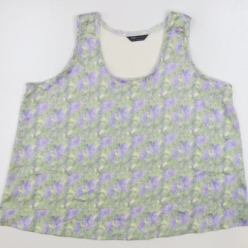 Marks and Spencer Womens Multicoloured Floral Polyester Basic Tank Size 20 Round Neck