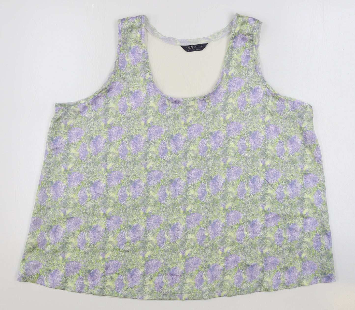 Marks and Spencer Womens Multicoloured Floral Polyester Basic Tank Size 20 Round Neck