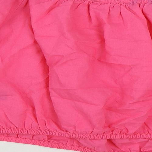 Marks and Spencer Womens Pink Floral 100% Cotton Cropped Blouse Size 18 Off the Shoulder