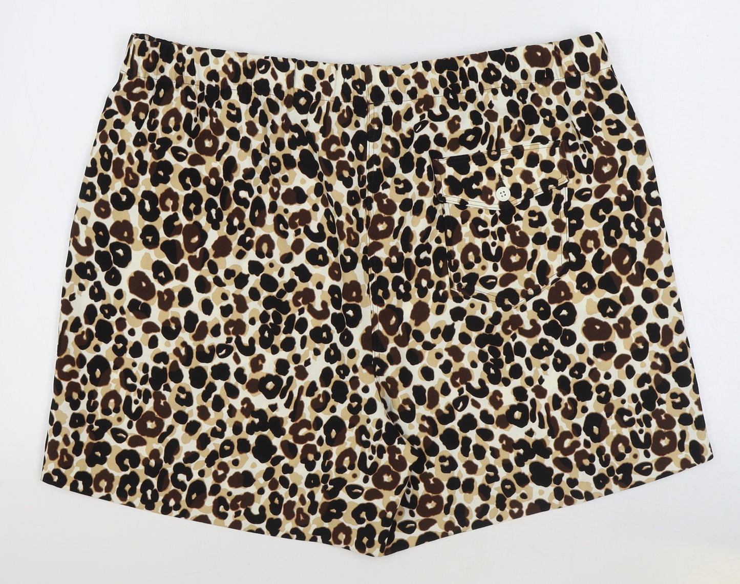 Marks and Spencer Womens Brown Geometric Polyester Paperbag Shorts Size 22 Regular Pull On