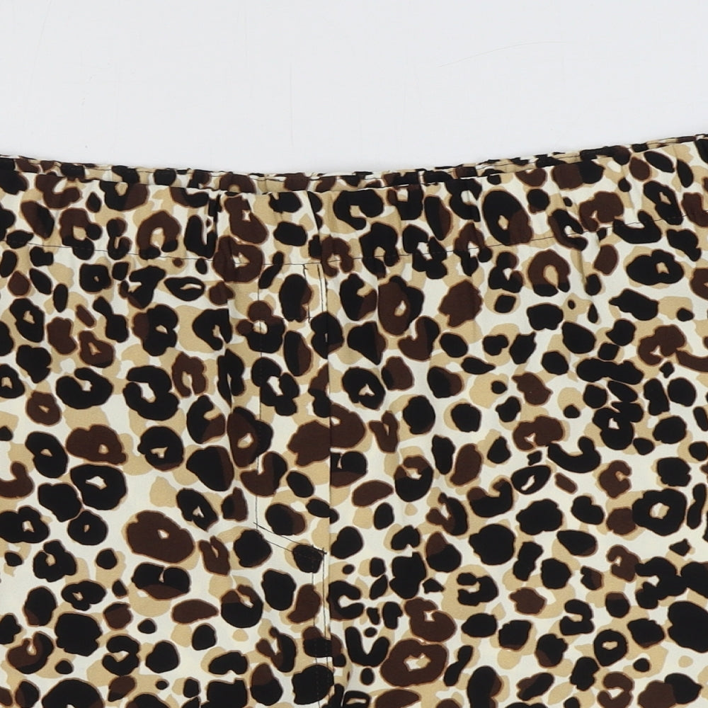 Marks and Spencer Womens Brown Geometric Polyester Paperbag Shorts Size 22 Regular Pull On