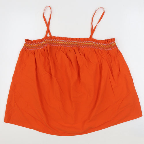 Marks and Spencer Womens Orange 100% Cotton Basic Tank Size 22 Square Neck