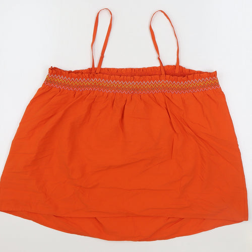 Marks and Spencer Womens Orange 100% Cotton Basic Tank Size 22 Square Neck