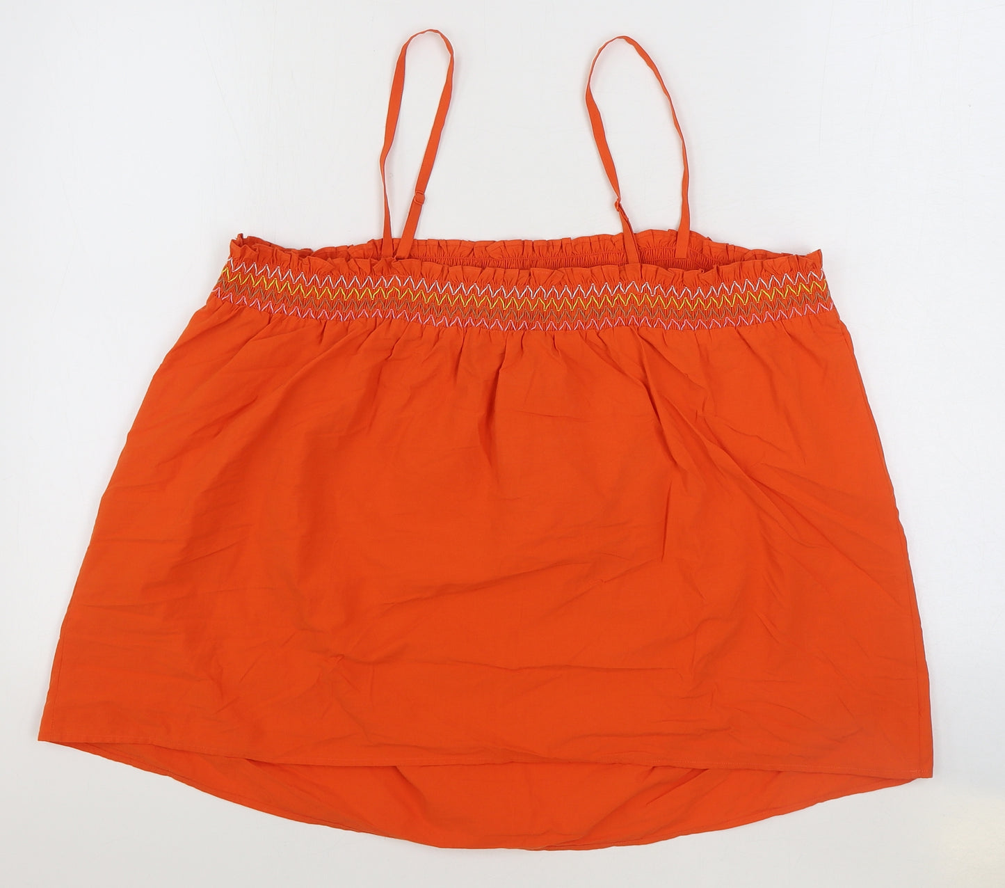 Marks and Spencer Womens Orange 100% Cotton Basic Tank Size 22 Square Neck