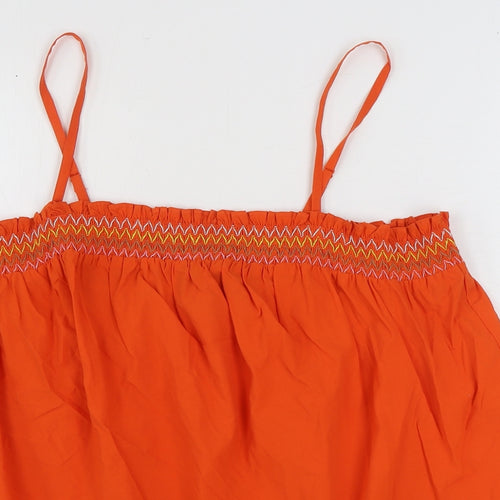 Marks and Spencer Womens Orange 100% Cotton Basic Tank Size 22 Square Neck