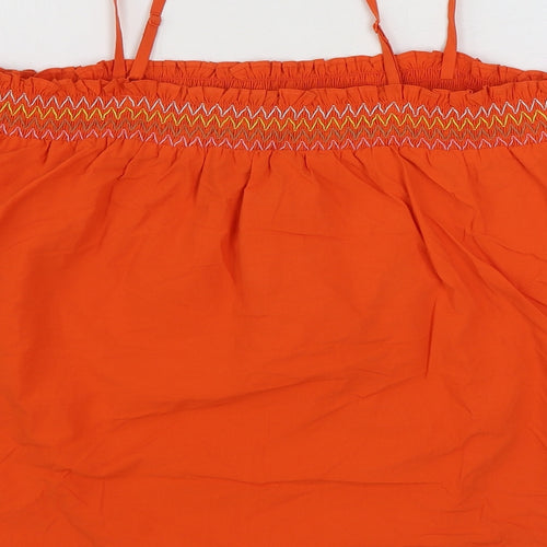 Marks and Spencer Womens Orange 100% Cotton Basic Tank Size 22 Square Neck