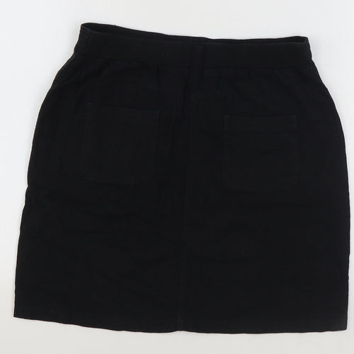 BHS Womens Black Linen A-Line Skirt Size 10