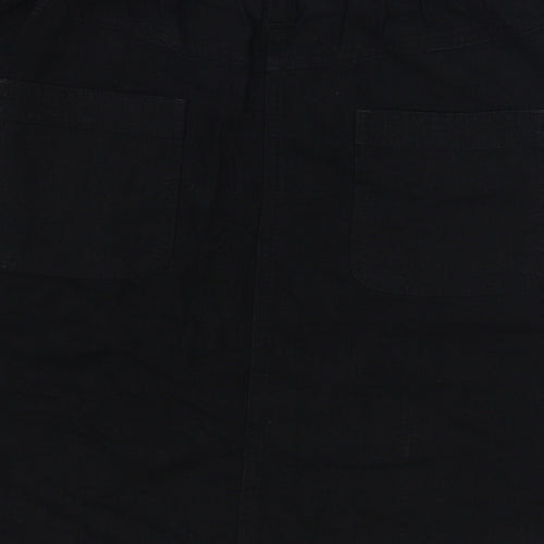 BHS Womens Black Linen A-Line Skirt Size 10