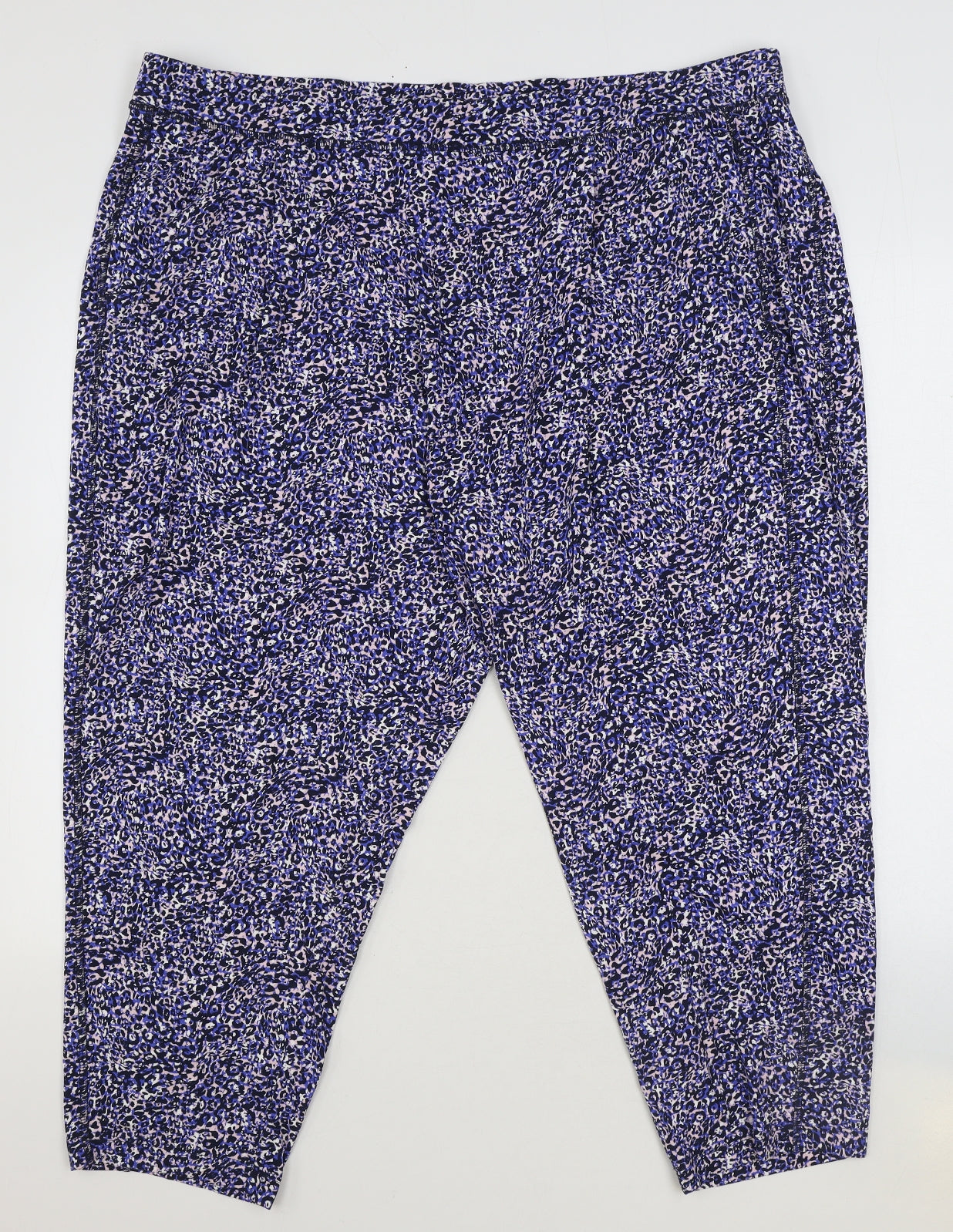 Marks and Spencer Womens Blue Geometric Viscose Cropped Leggings Size 24 Athletic Pullover