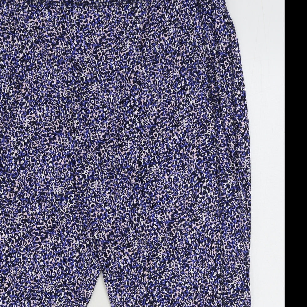 Marks and Spencer Womens Blue Geometric Viscose Cropped Leggings Size 24 Athletic Pullover