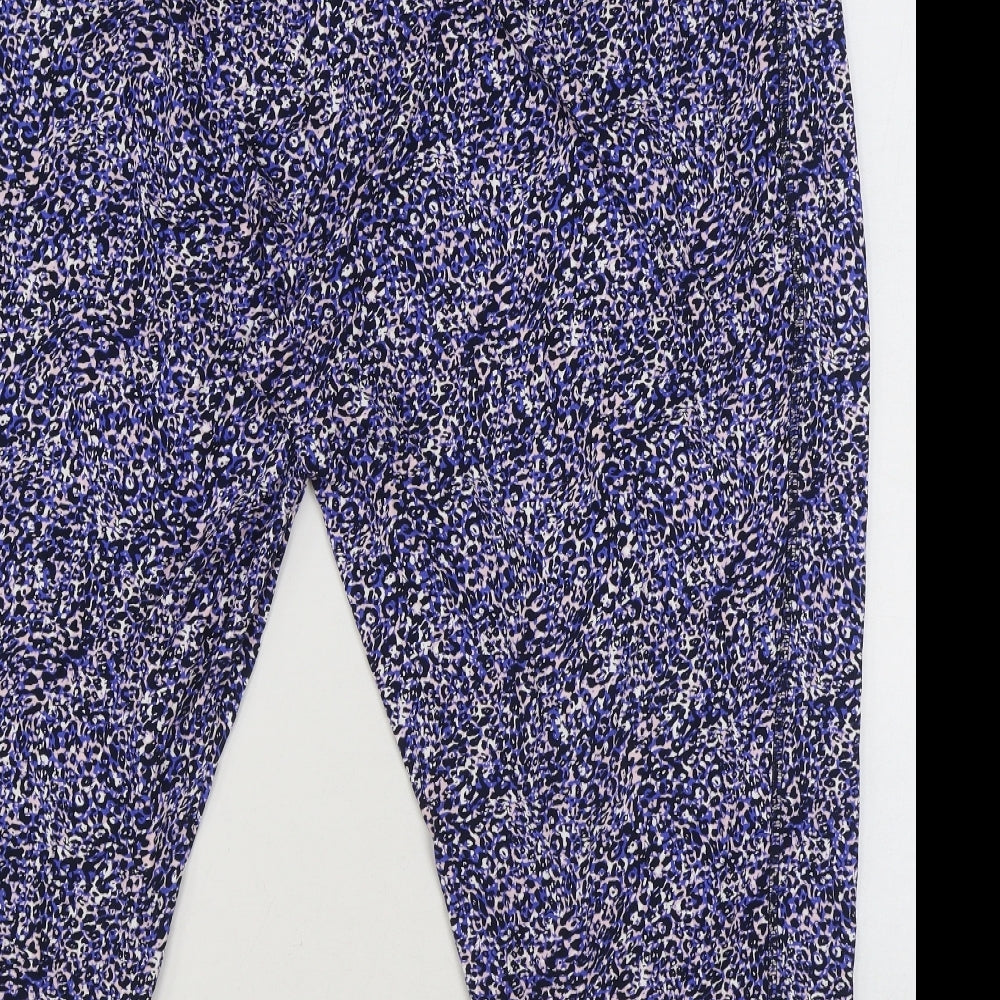 Marks and Spencer Womens Blue Geometric Viscose Cropped Leggings Size 24 Athletic Pullover
