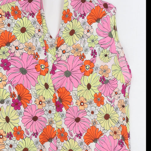 Marks and Spencer Womens Multicoloured Floral Polyester Basic Blouse Size 12 V-Neck