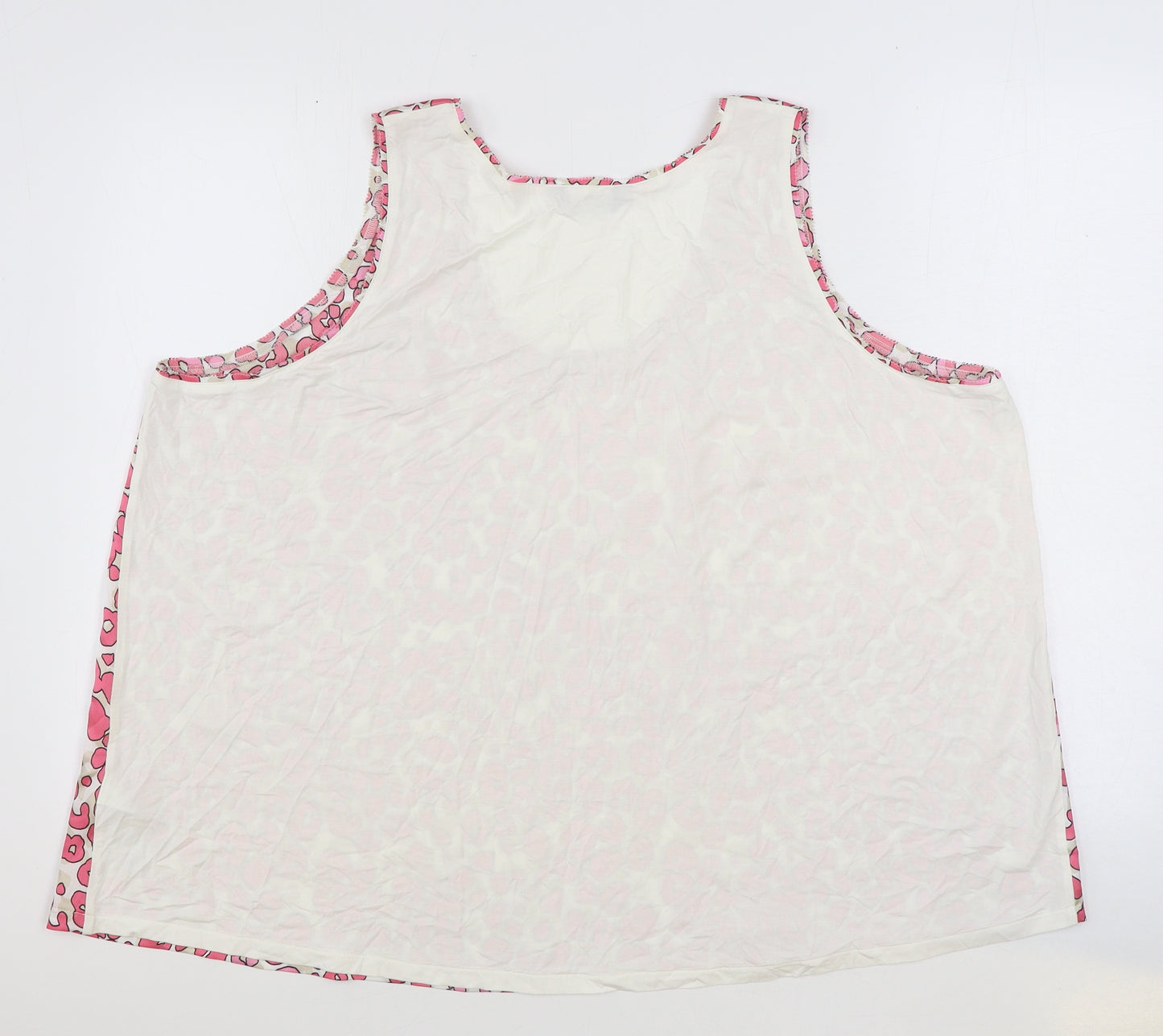 Marks and Spencer Womens Pink Geometric Polyester Basic Tank Size 22 Scoop Neck