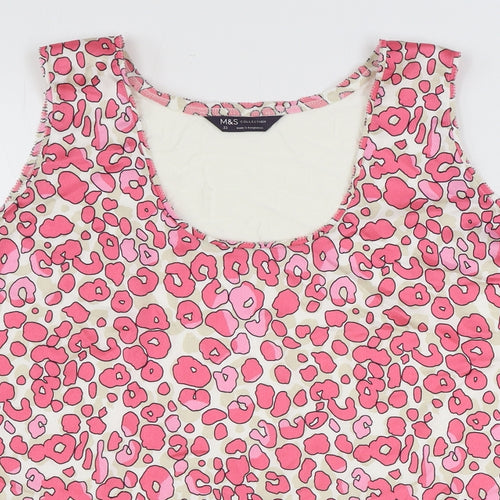 Marks and Spencer Womens Pink Geometric Polyester Basic Tank Size 22 Scoop Neck