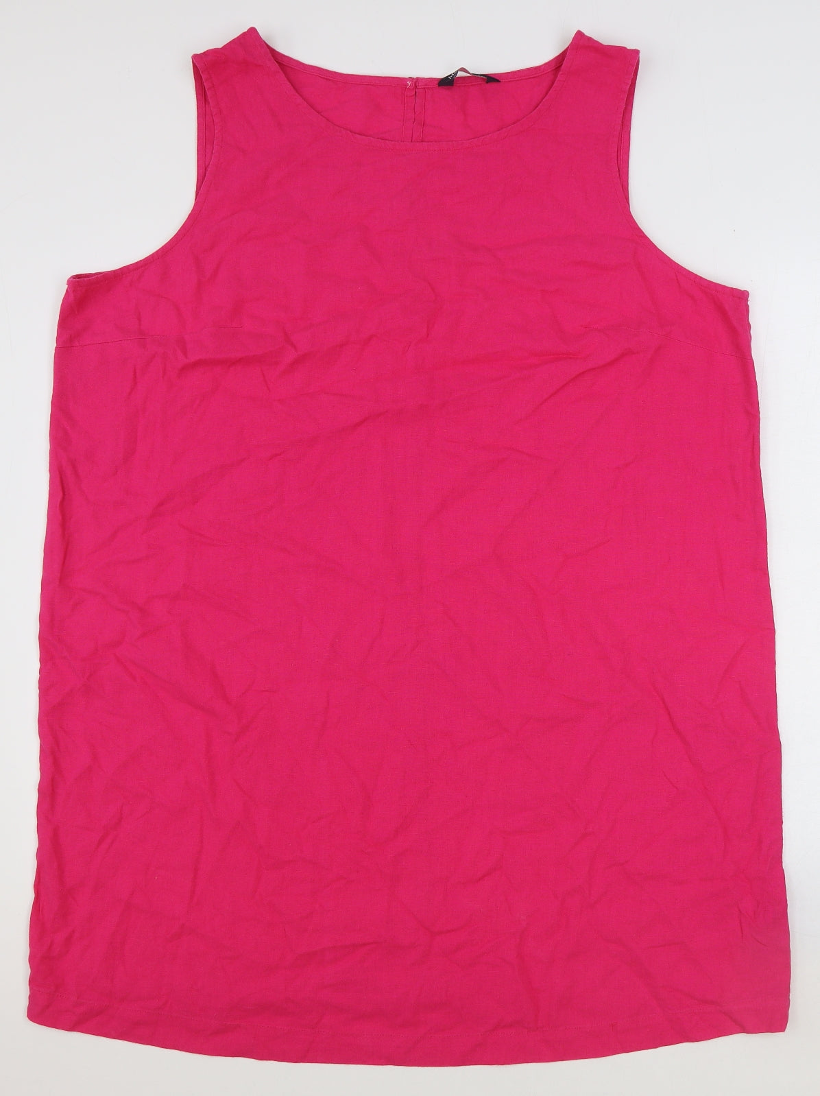 Marks and Spencer Womens Pink Flax Tank Dress Size 20 Round Neck Button