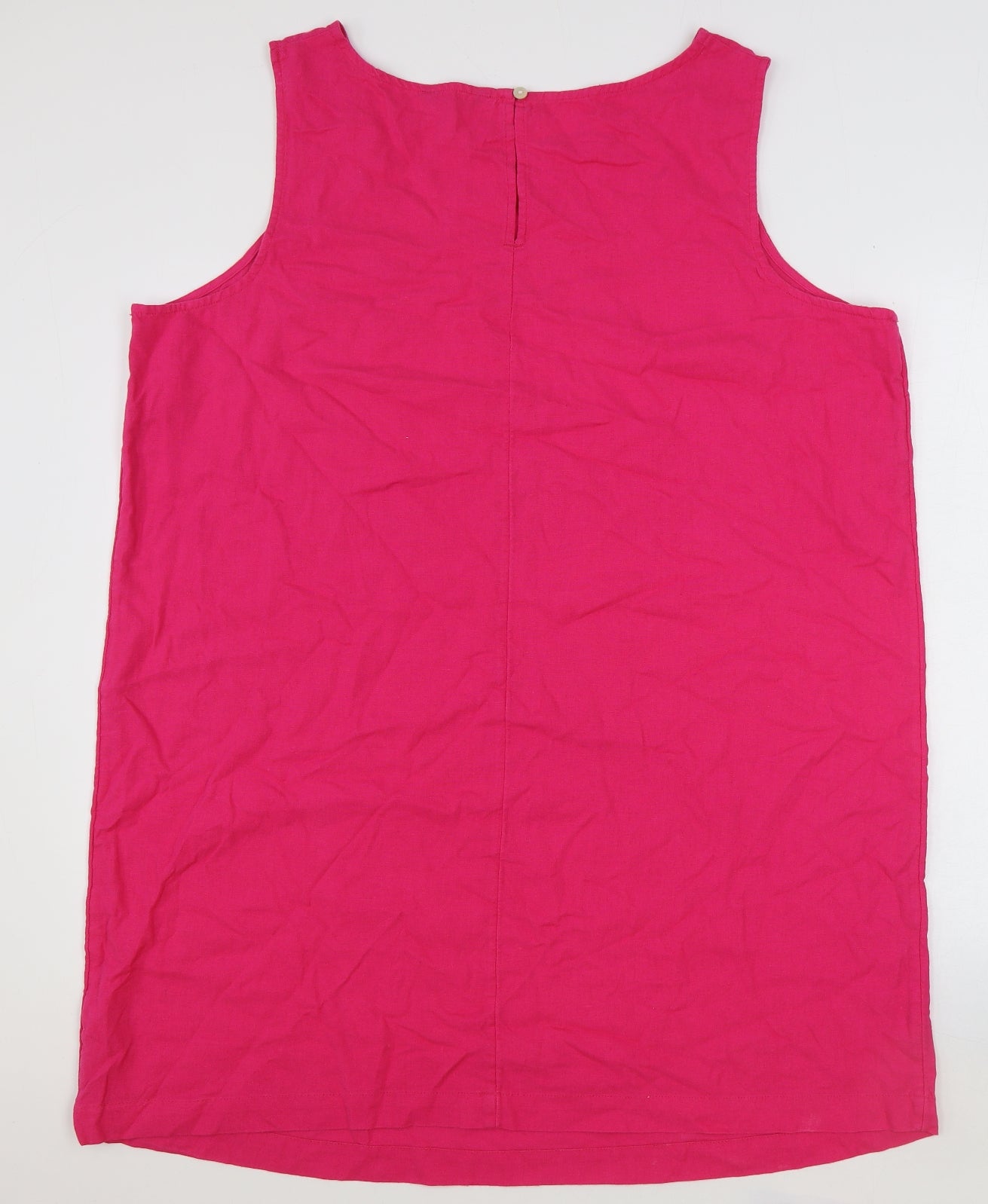 Marks and Spencer Womens Pink Flax Tank Dress Size 20 Round Neck Button
