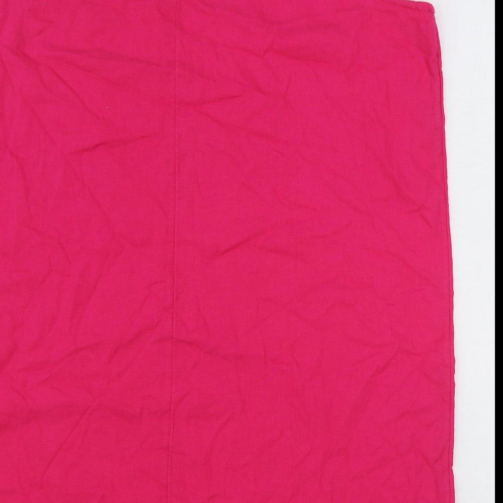Marks and Spencer Womens Pink Flax Tank Dress Size 20 Round Neck Button