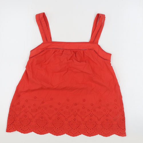 Marks and Spencer Womens Red 100% Cotton Basic Tank Size 6 Square Neck