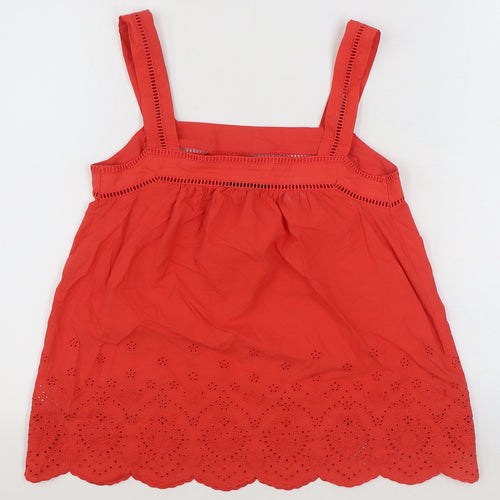 Marks and Spencer Womens Red 100% Cotton Basic Tank Size 6 Square Neck