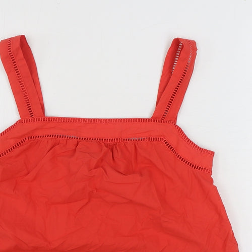 Marks and Spencer Womens Red 100% Cotton Basic Tank Size 6 Square Neck