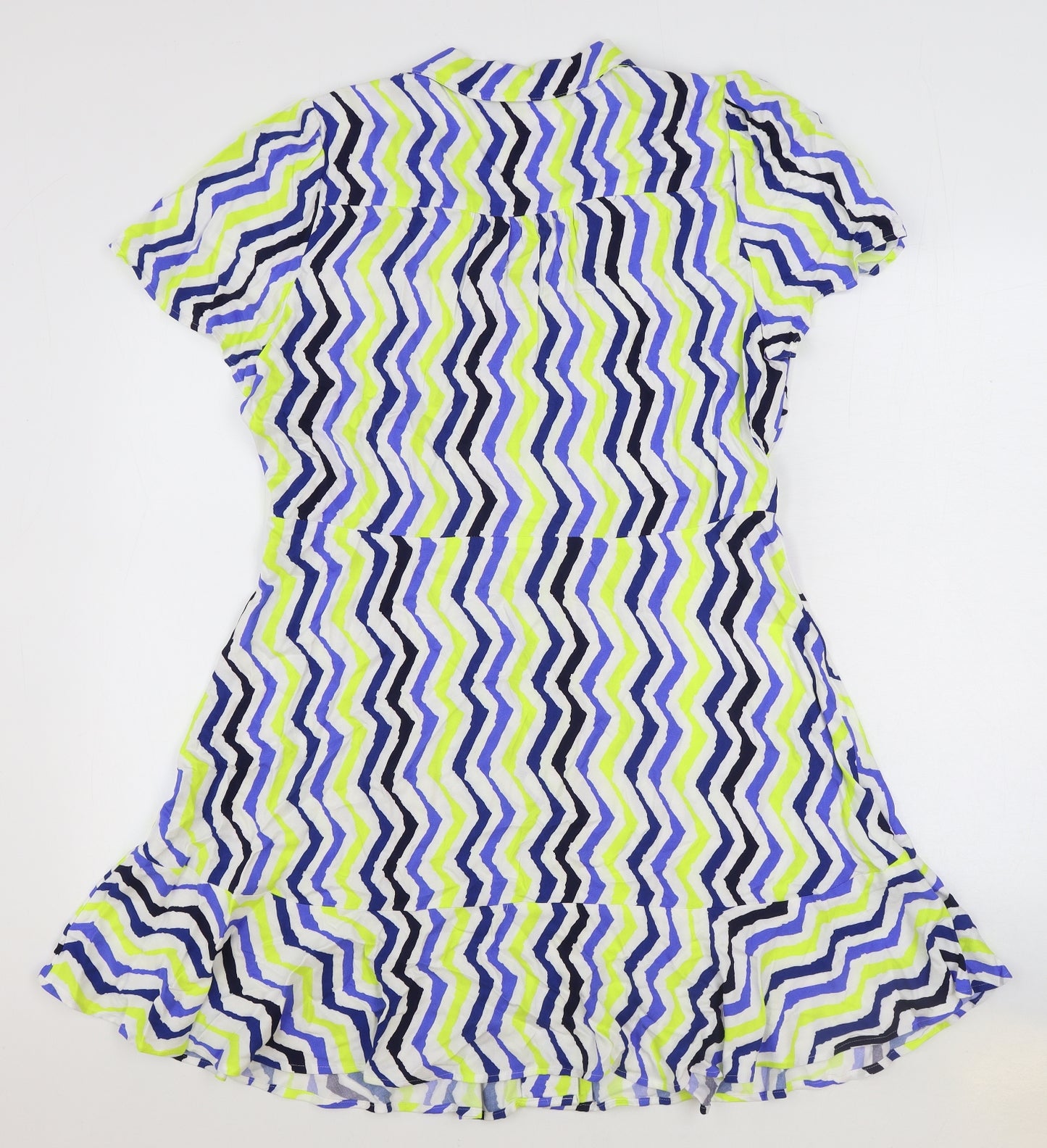 Marks and Spencer Womens Multicoloured Geometric Viscose Shirt Dress Size 16 Collared Button