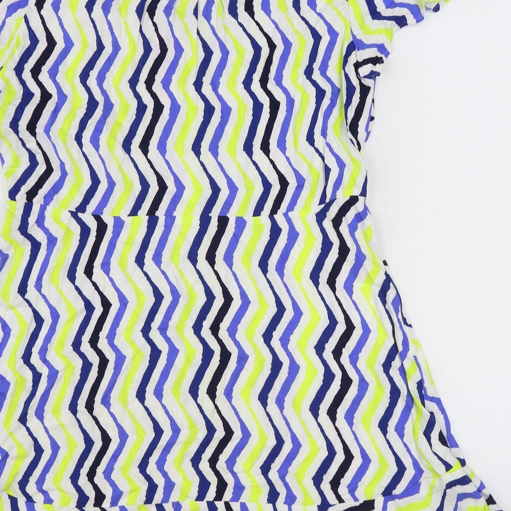 Marks and Spencer Womens Multicoloured Geometric Viscose Shirt Dress Size 16 Collared Button