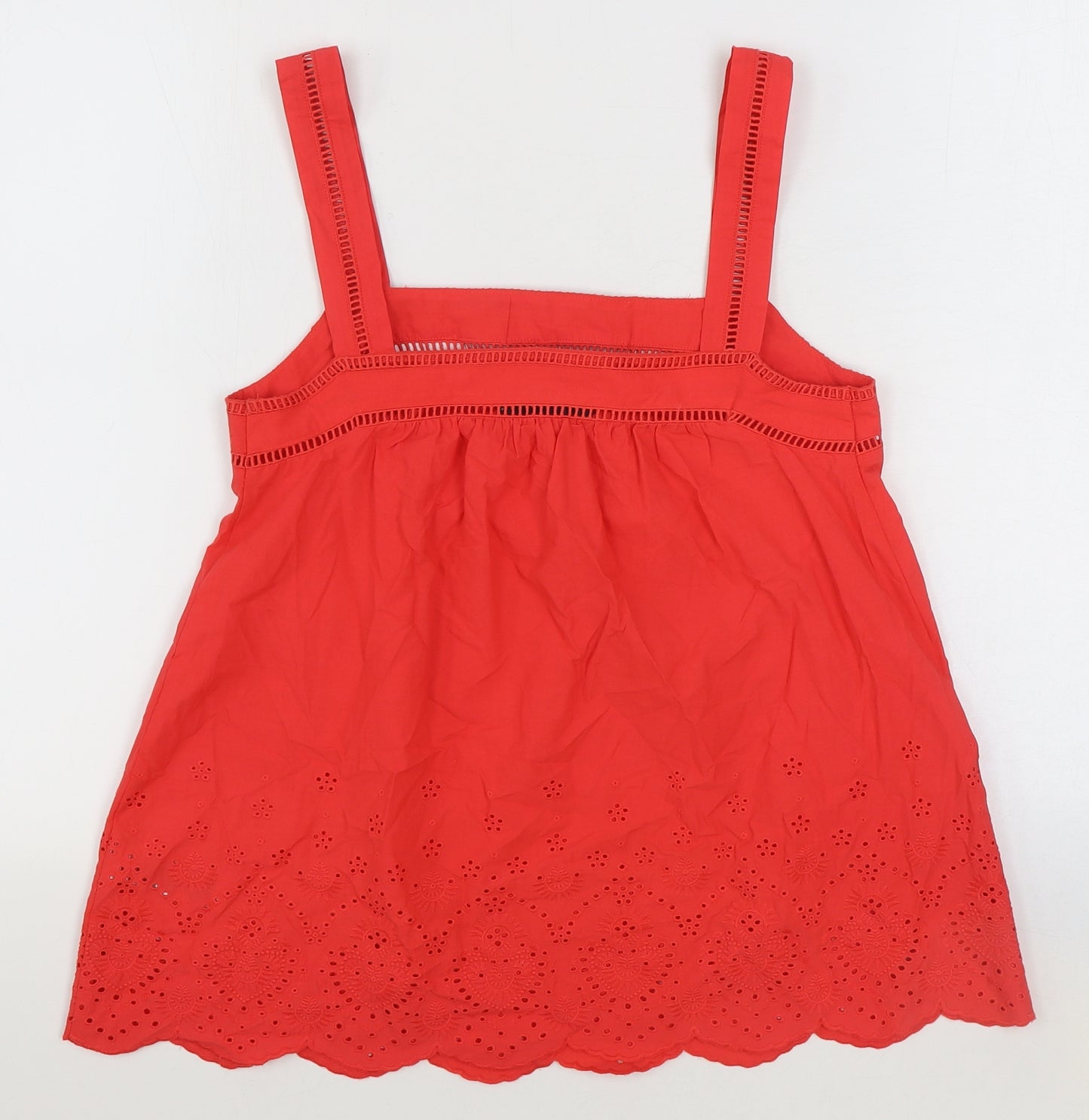 Marks and Spencer Womens Red 100% Cotton Basic Tank Size 8 Square Neck